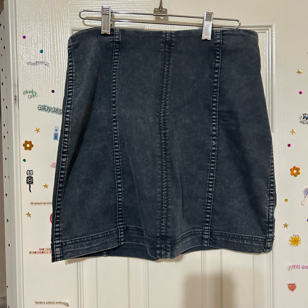 Free People Blue Pleated A-Line Mini Skirt